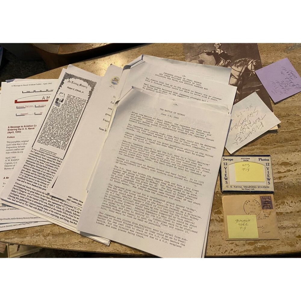 Vintage WWII Memorabilia Collection: Battle Of Midway & Pearl Harbor Documents P